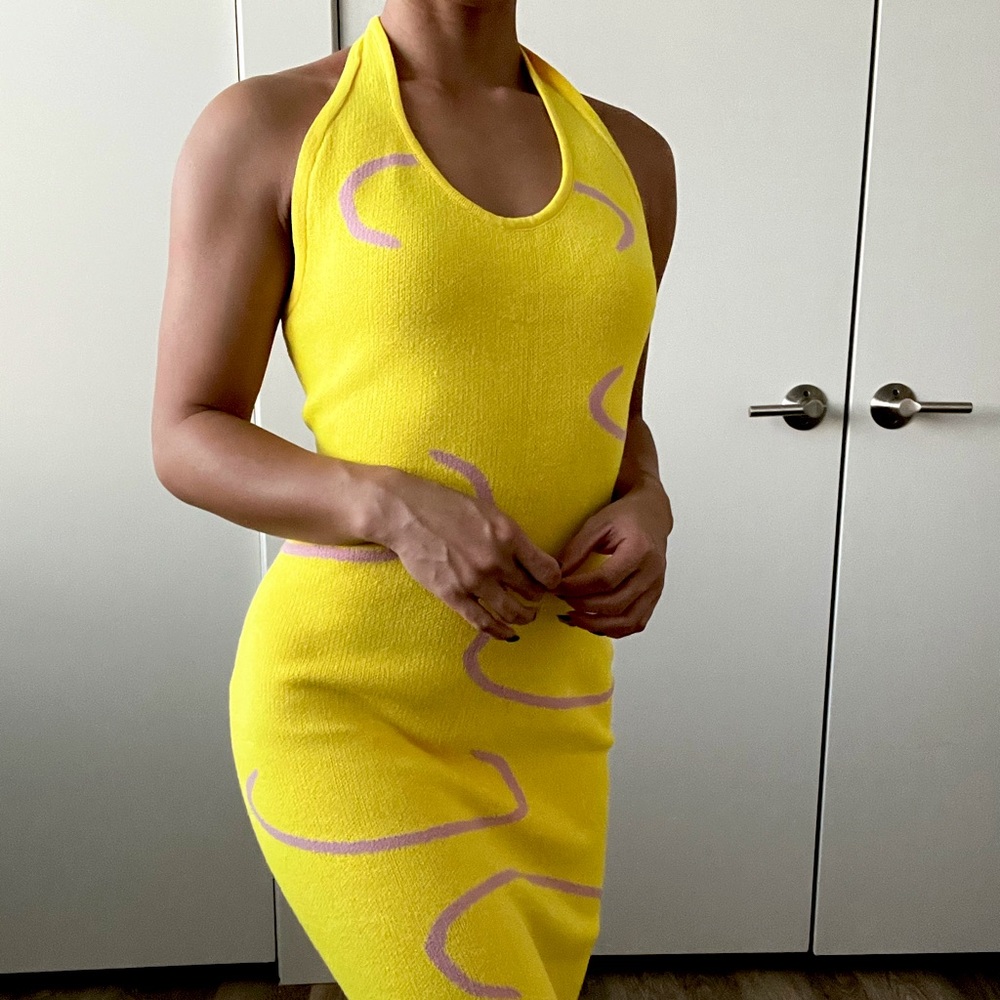 Yellow Funky Y2K Maxi Halter Dress